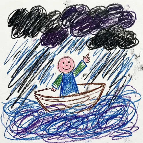 3-Year-Old Crayon Drawing of Jesus Calming the Storm
