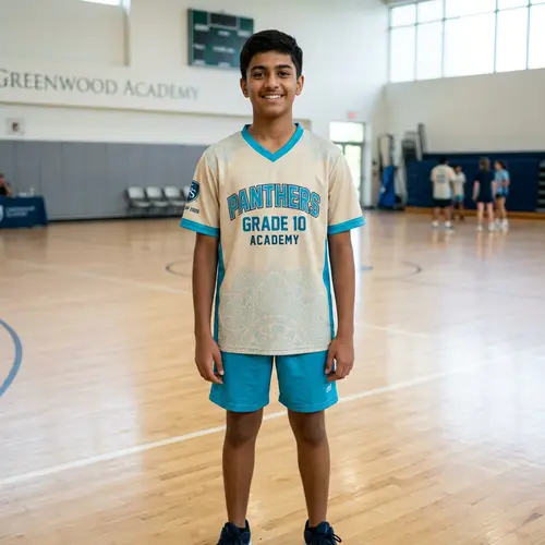 Stylish Grade 10 Jersey in Beige & Aquatic Blue