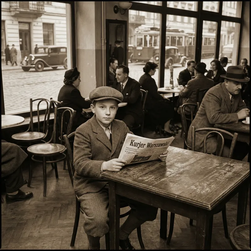 Vintage 1930s Boy in Warsaw Café | Retro Style