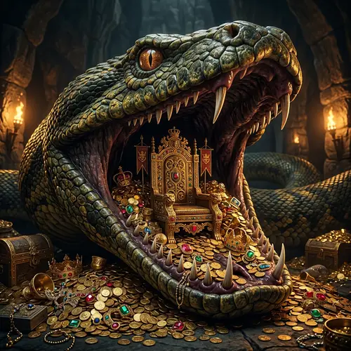 Majestic Snake Throne Among Hidden Treasures