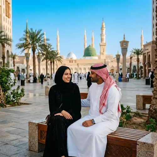 Elegant South Asian Couple in Madinah