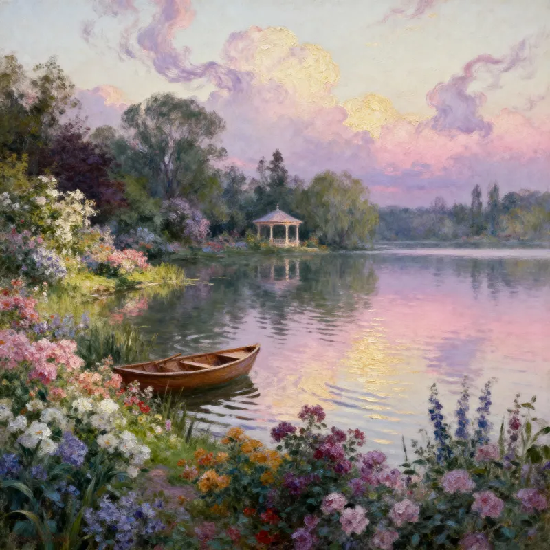 Whimsical Monet-Inspired Dreamlike Landscape Art Whimsical Monet-Inspired Dreamlike Landscape Art
