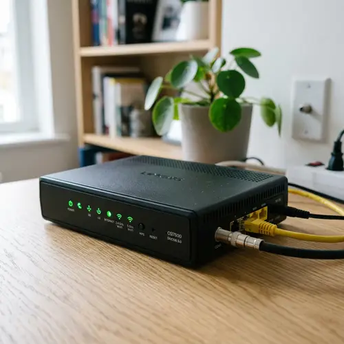 Modern Black Internet Modem with LED Indicators