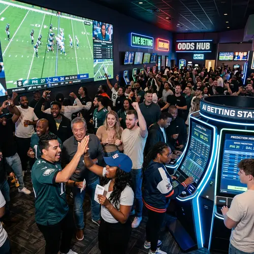 Exciting Sports Betting Venue with Diverse Participants | AI Station