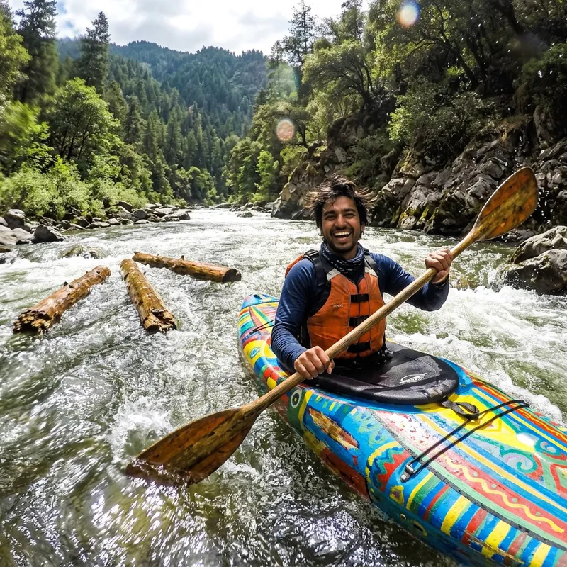 Vibrant Kayak Adventure: Quirky River Exploration