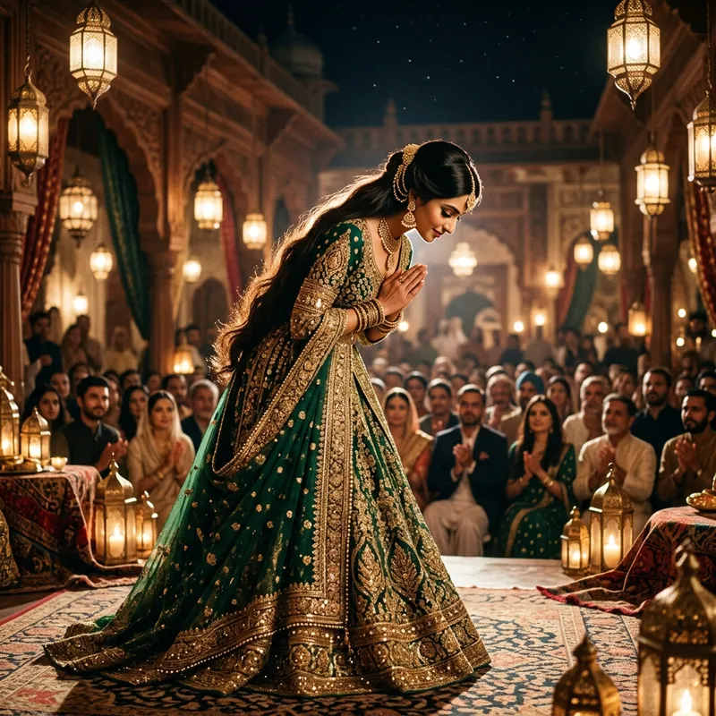 Elegant Princess with Long Hair in Beautiful Gown