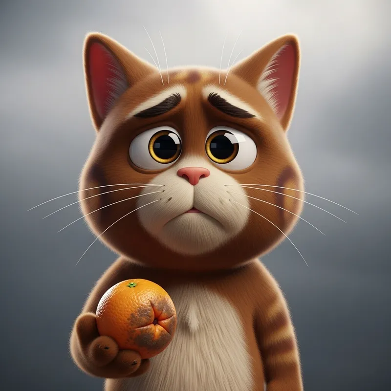 Sad Brown Cartoon Cat Dad in 3D Pixar Style