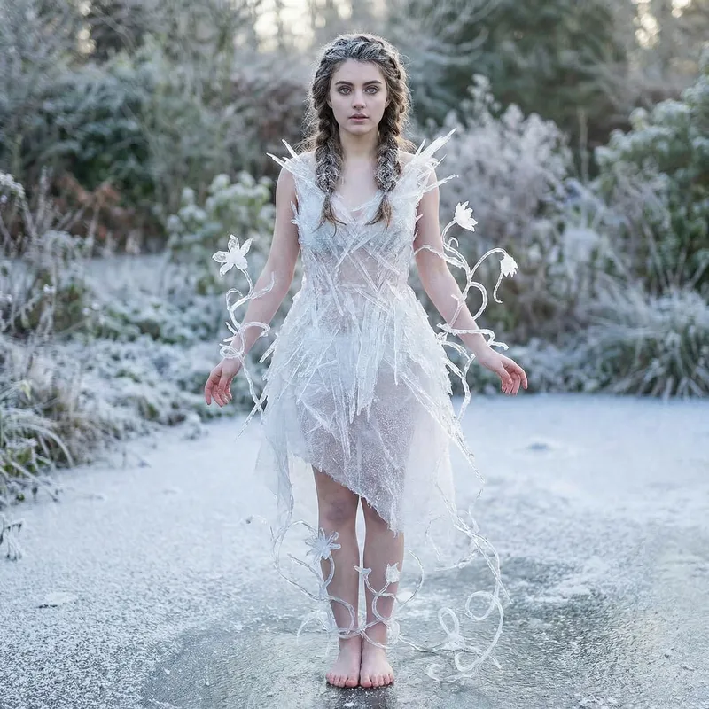 Ethereal Ice Princess in Frozen Garden | Sparkling Beauty