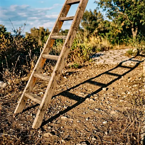 Wooden Ladder Casting Long Shadow | Home Decor Ideas