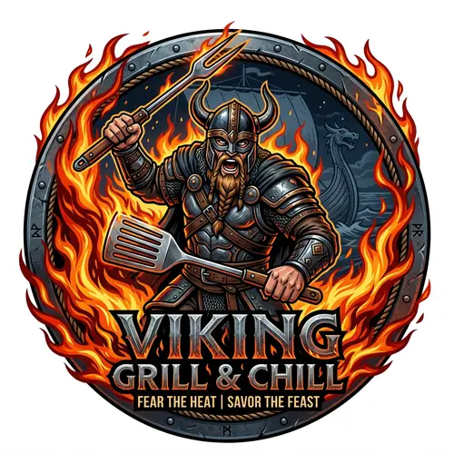 Fierce Viking Warrior BBQ Logo Design
