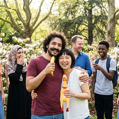 Multicultural Love Story in a Green Park - Comedy and Affection