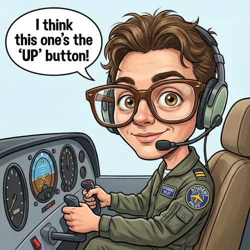 Caricature of a Young Pilot Student