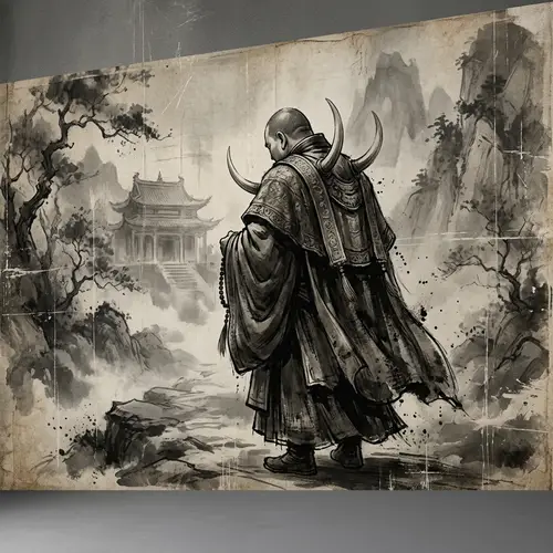 Surreal Religious Figure with Large Tusks | Digital Art