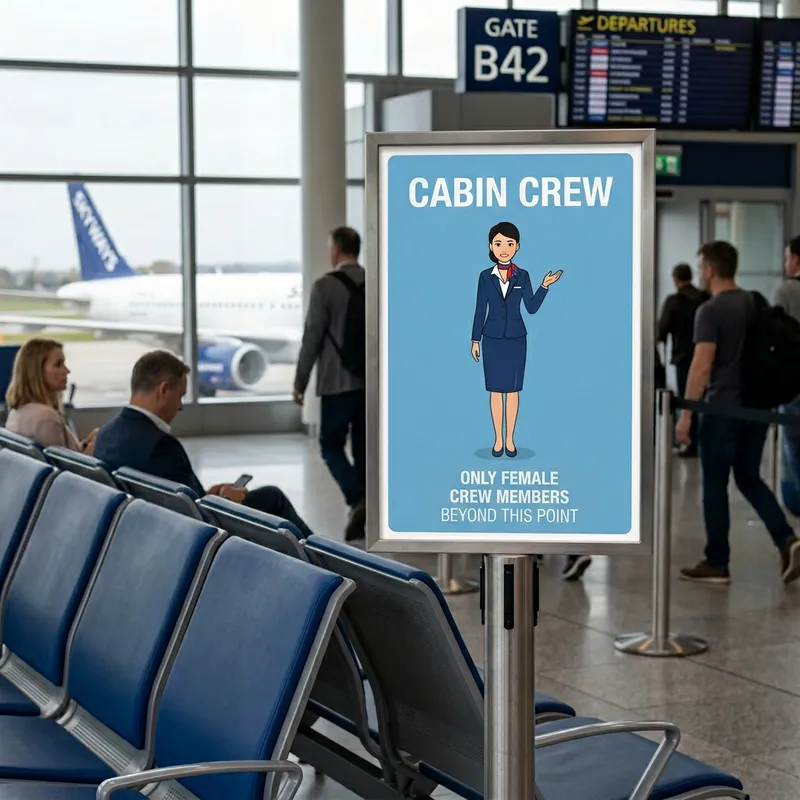 Female Cabin Crew Sign - Crew Safety & Guidance Female Cabin Crew Sign - Crew Safety & Guidance