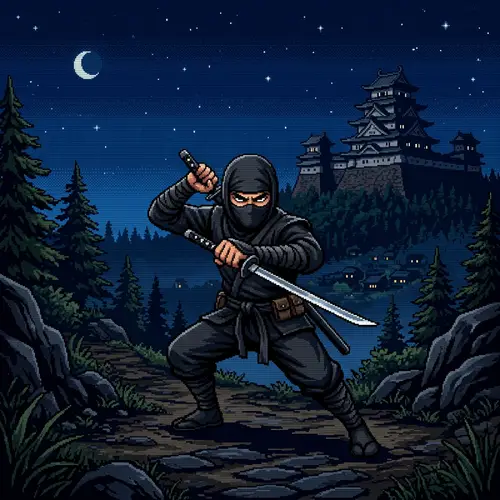 Ninja Warrior Pixel Art Illustration | Ready for Battle
