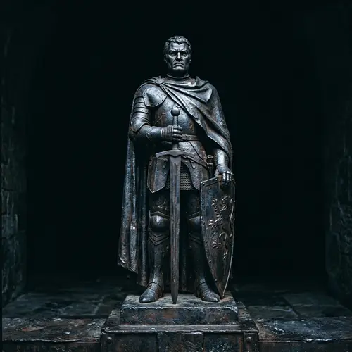 Stoic Statue Against Dark Background