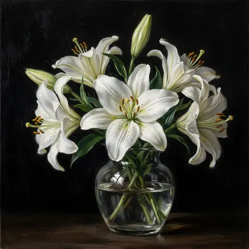 Elegant White Lilies - Impressionism Still Life