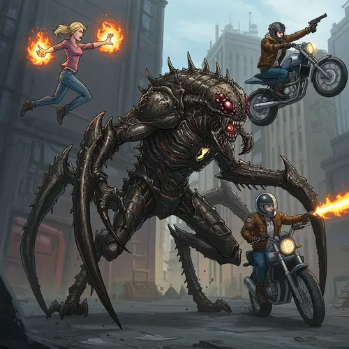 Epic Heroes vs Alien Monster: Comic Art