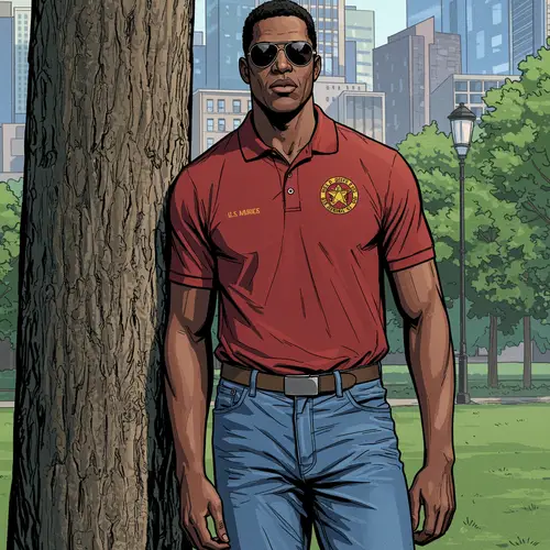 African American Marine in Comic Book Style