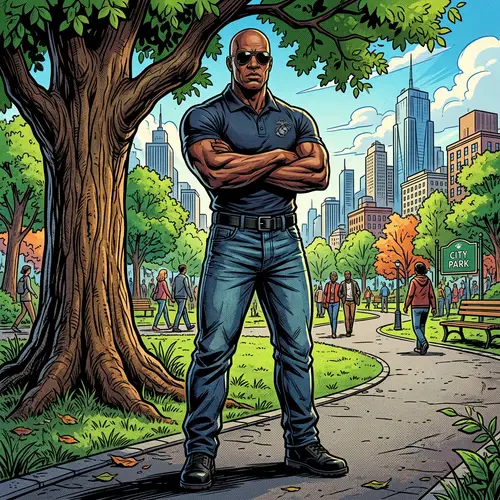 African American Marine in Comic Book Style