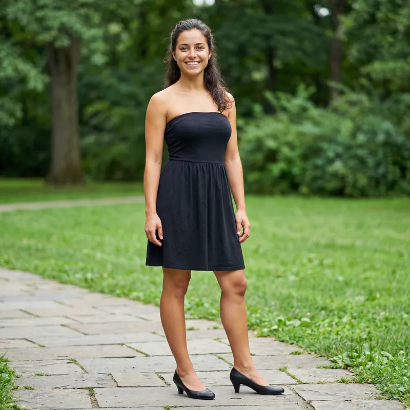 Confident Beauty: Young Woman in Black Dress