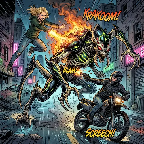 Epic Heroes vs Alien Monster: Comic Art