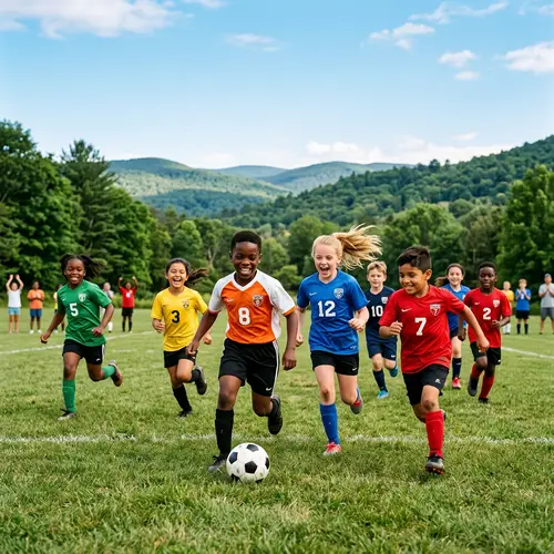 Diverse Children Engaging in Outdoor Sports Fun