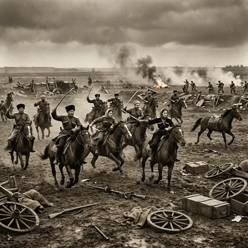 Dramatic Historical Battlefield with Cossack Combat Scene