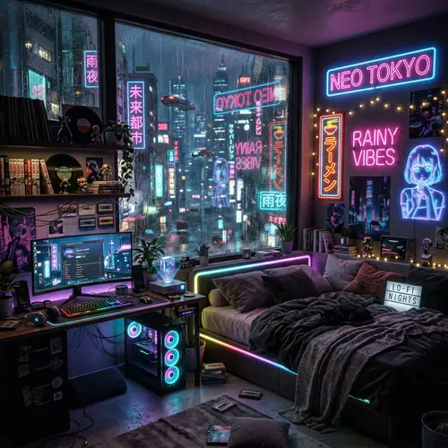 Stunning Cyberpunk Lofi Bedroom Aesthetic