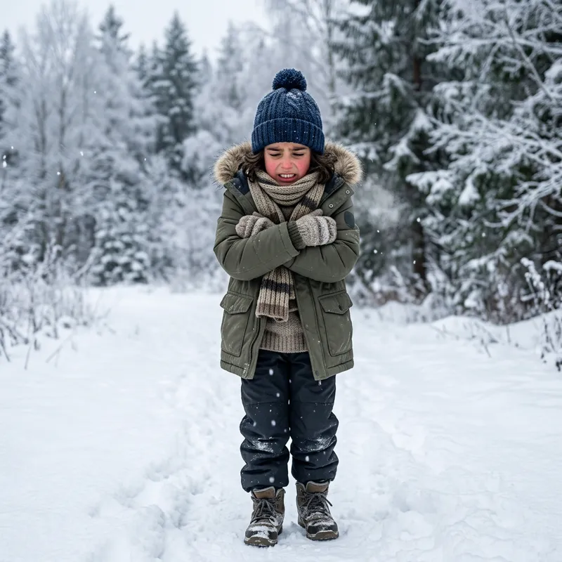 Freezing Child in Winter Cold Freezing Child in Winter Cold