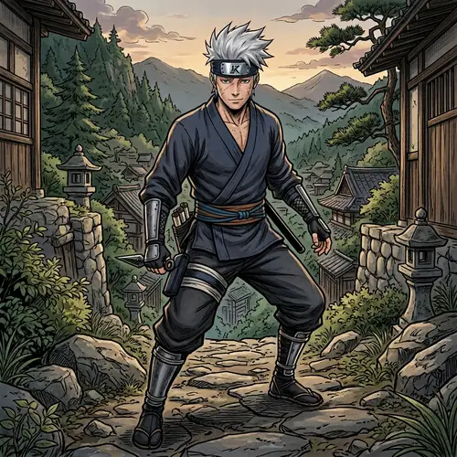 Full Body Illustration of Kakashi Hatake without Mask and Clothes