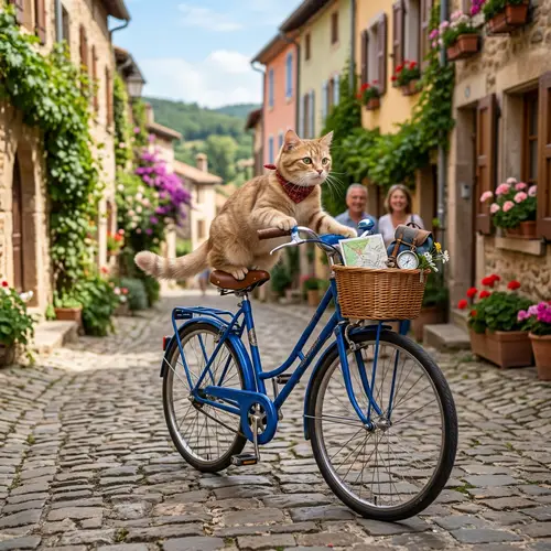 Adorable Feline on Captivating Bicycle Adventure