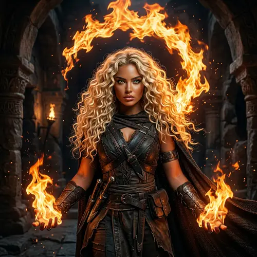 Magnificent Fire Goddess Assassin Portrait | Hyperrealistic HDR Photo