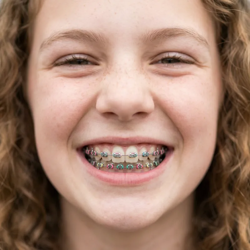 Joyful Resilience: Young Girl with Braces