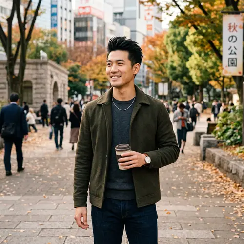 Stylish East Asian Male with Brushed Up Hair