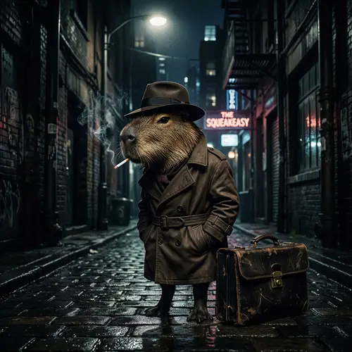 Capybara Detective: Mysterious Noir Attire