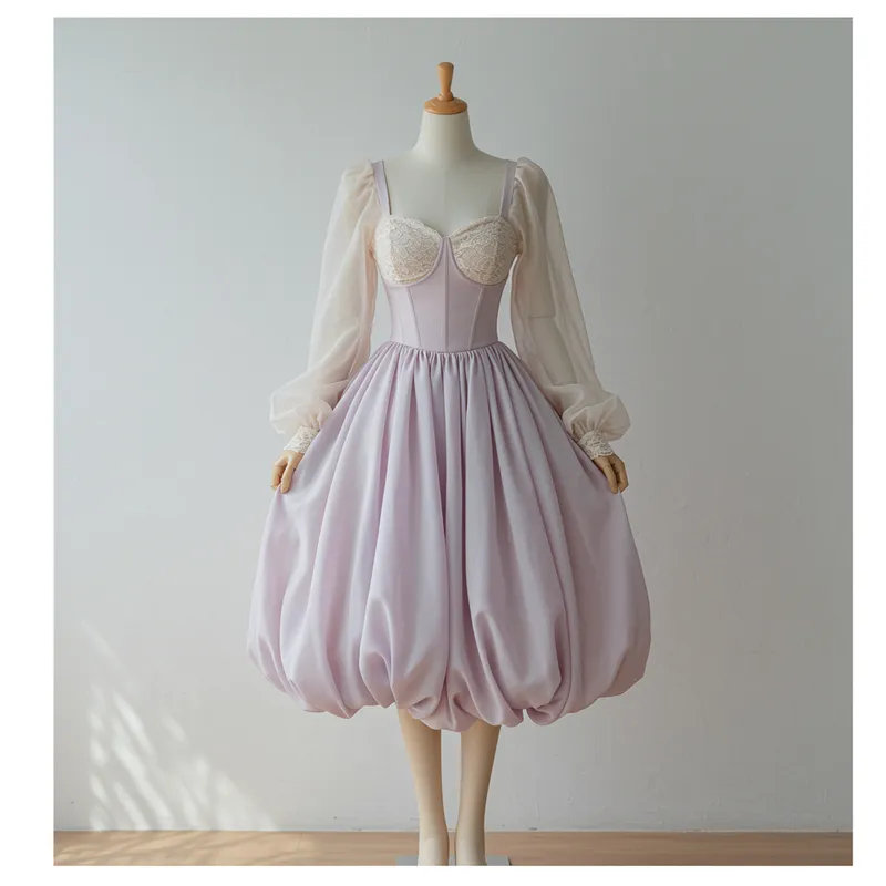 Korean Style Dress with Bubble Skirt and Corset Korean Style Dress with Bubble Skirt and Corset