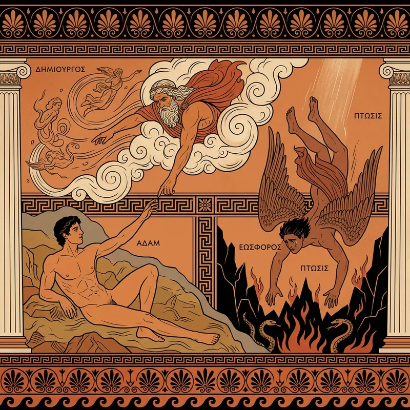 Greek Style Art: Creation of Adam with Lucifer Tear Wallpaper Greek Style Art: Creation of Adam with Lucifer Tear Wallpaper