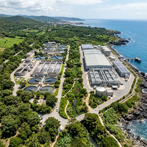 Wastewater Treatment & Desalination Plants Amid Greenery