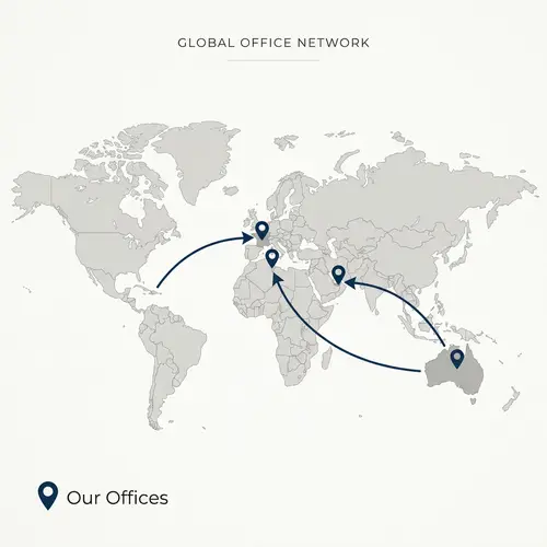 Elegant World Map with Office Locations