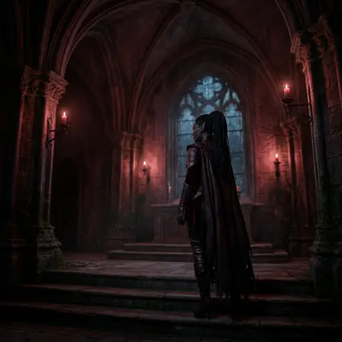 Dark Skinned Elf in Gothic Fantasy Artwork | Mysterious Scene