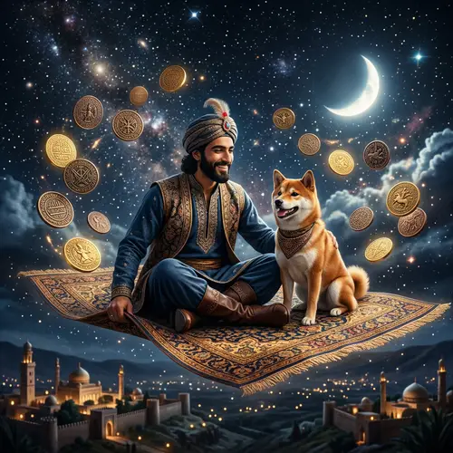 Prince of Persia on Magic Carpet with Shiba Inu - Cryptocurrency Adventure