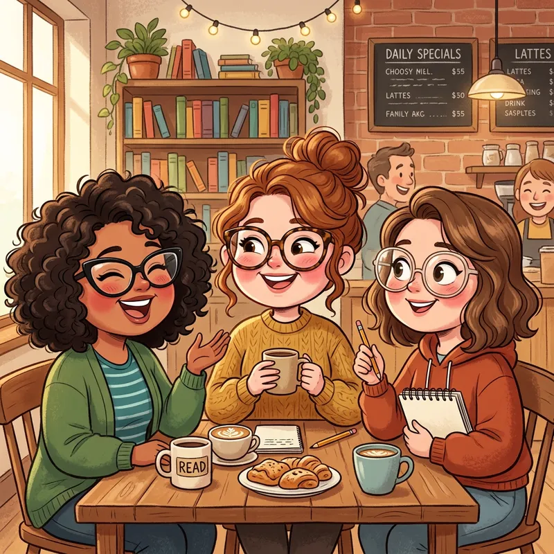 Chubby Cheek Cartoon Women with Big Eyeglasses