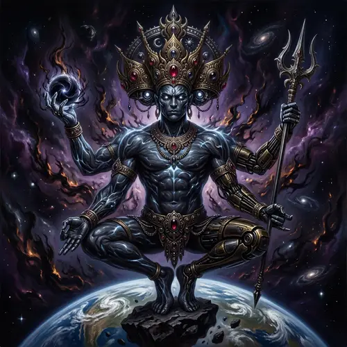 Dark Star Nemesis: Otherworldly Entity Poses like a Divine Figure