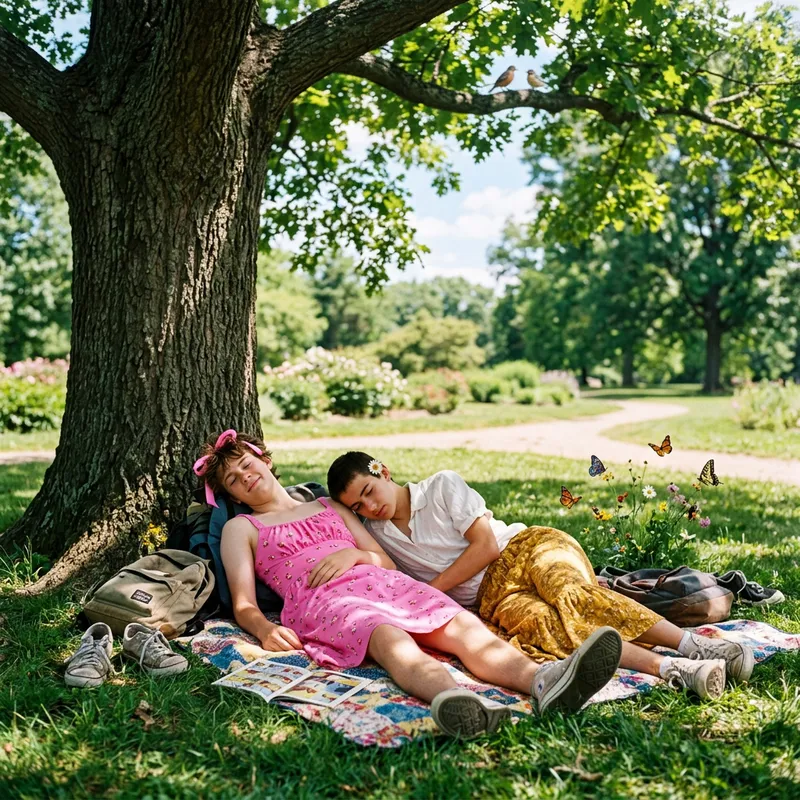 Sleeping Prank: Teenage Boys Impersonating Sisters Outdoors
