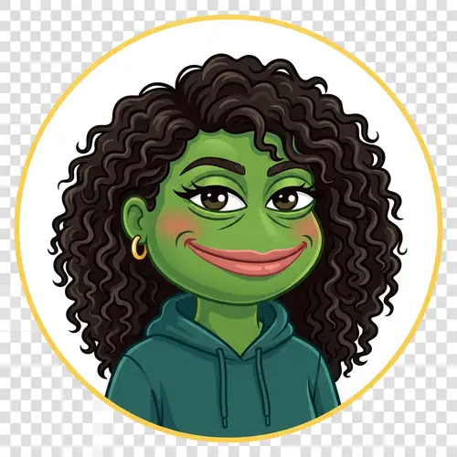 Pepe the Frog Girl Emoji - Dark Curly Hair