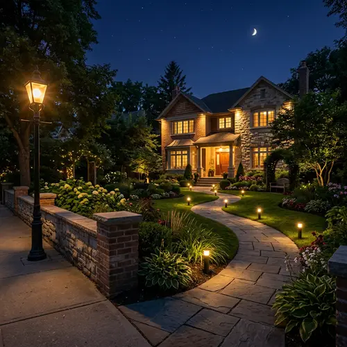 Beautiful House with Spacious Garden and Cozy Lighting