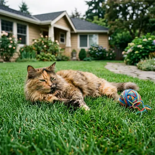Vibrant Domestic Cat with Long Orange and Black Fur