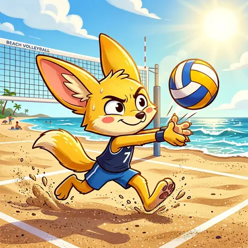 Cartoon Volleyball Pikachu | Beach Game Scene