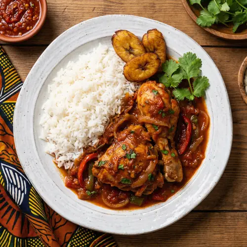 Delicious African Chicken in Tomato Sauce with Rice
